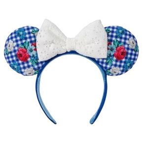 Disney Parks Cottage Flower Minnie Ear Headband 4th of July? RED WHITE & BLUE